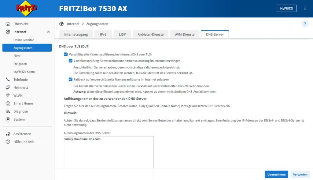 FRITZBox Kindersicherung: Gratis Schutz vor Erwachseneninhalten per DNS-Filter 3 Fritzbox DNS Cloudflare 1