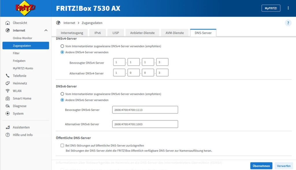 FRITZBox Kindersicherung: Gratis Schutz vor Erwachseneninhalten per DNS-Filter 2 Fritzbox DNS Cloudflare 2